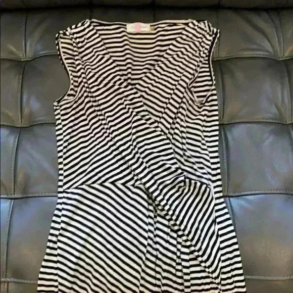 Calvin Klein V-neck Wrap Dress Black White/Black - Picture 2 of 8